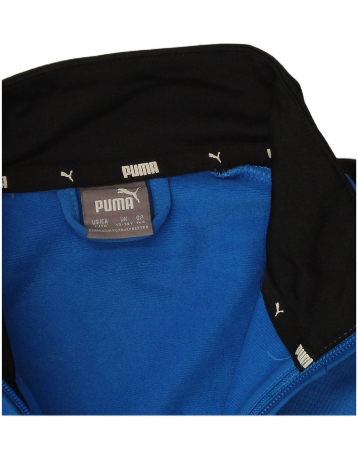 Puma Jungen Grafik-Trainingsanzug-Top-Jacke, 13–14 Jahre, blaues Farbblockdesign