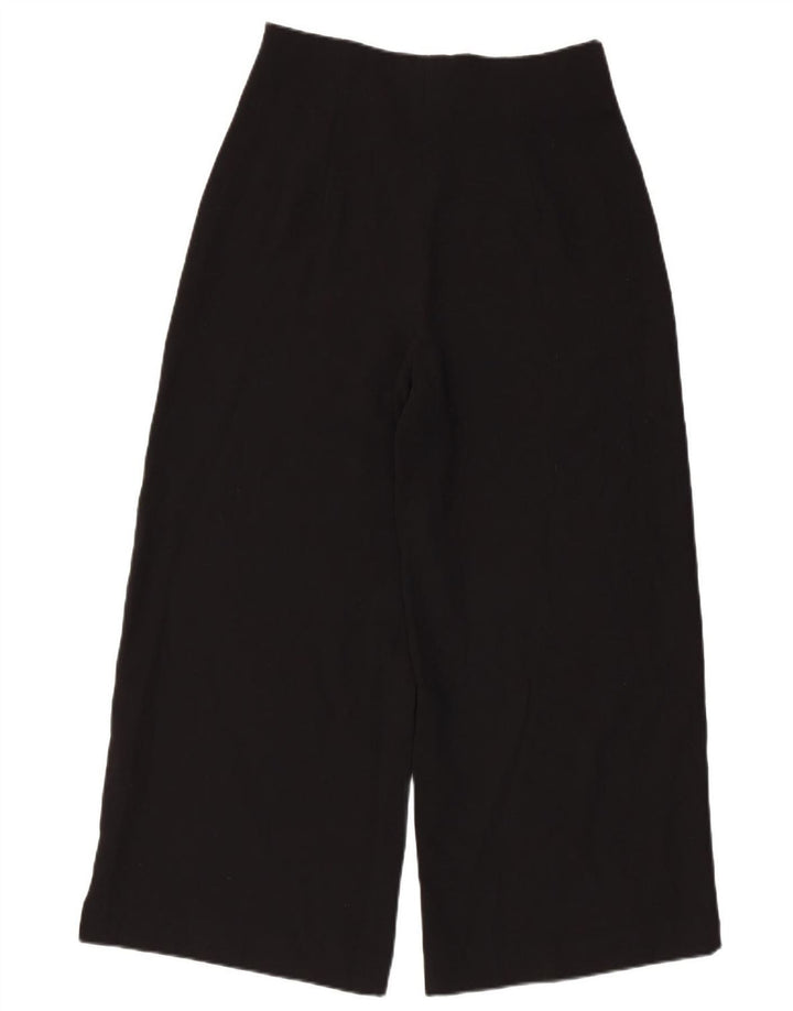 Zara Damen-Hose mit weitem Bein, kurz geschnitten, Größe M, W30, L24, Schwarz, Polyester