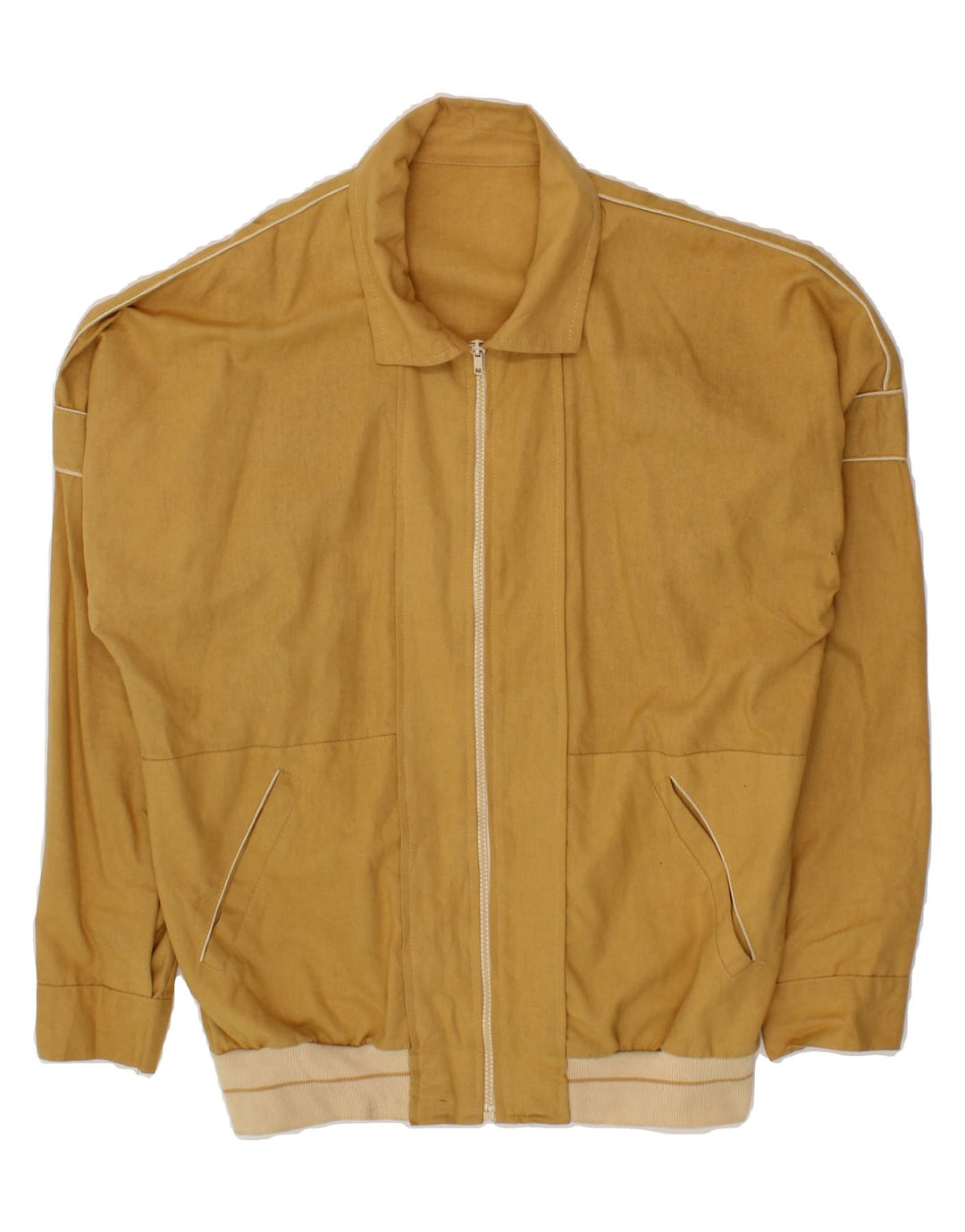 VINTAGE Mens Bomber Jacket UK 40 Large Beige Vintage Vintage and Second-Hand Vintage from Messina Hembry 