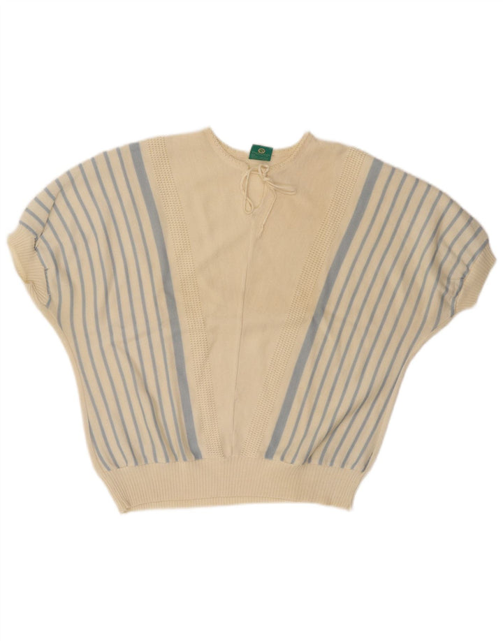 CANDA Damen Crop Pullover mit Rundhalsausschnitt EU 44 XL Off White gestreift