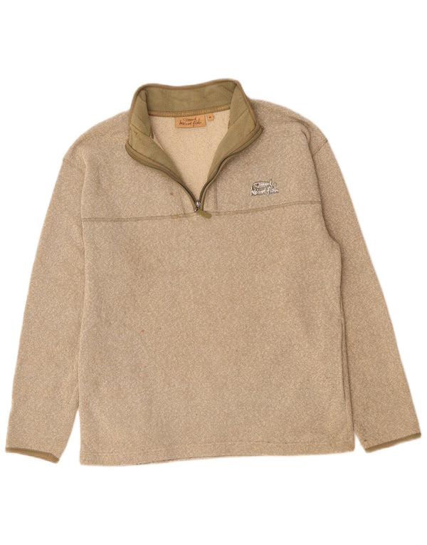 WEIRD FISH Herren-Sweatshirt mit Reißverschluss am Hals, Mittelbeigefarbenes Polyester