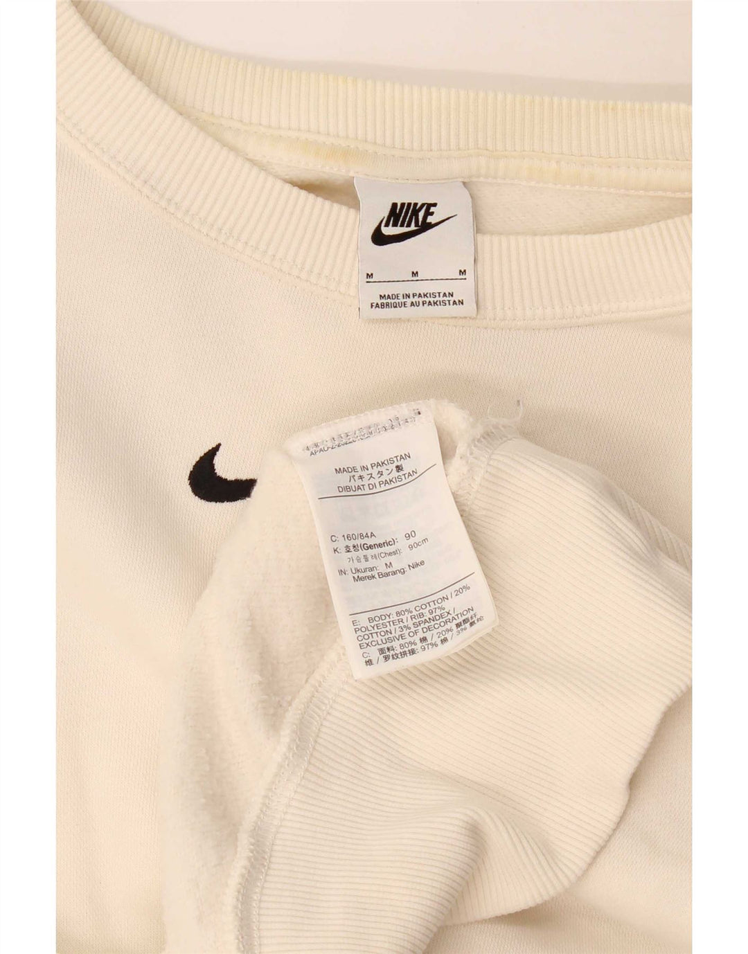 Nike Womens Crop Oversized Sweatshirt Pullover UK 14 Mittelweiße Baumwolle