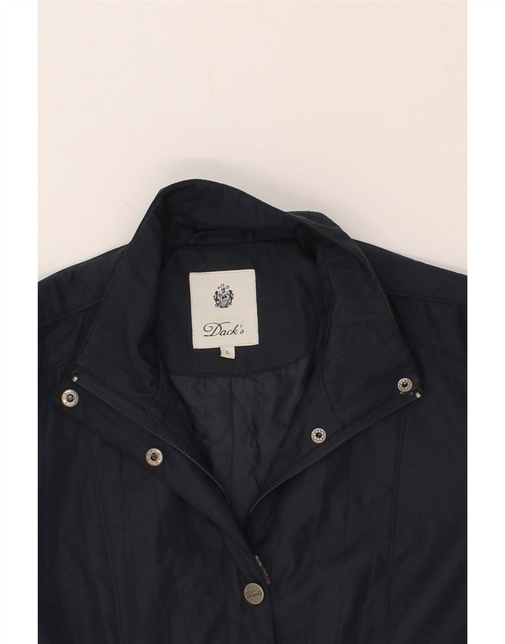 DACK'S Womens Windbreaker Jacket UK 14 Large Navy Blue Polyester Vintage Dack's and Second-Hand Dack's from Messina Hembry 