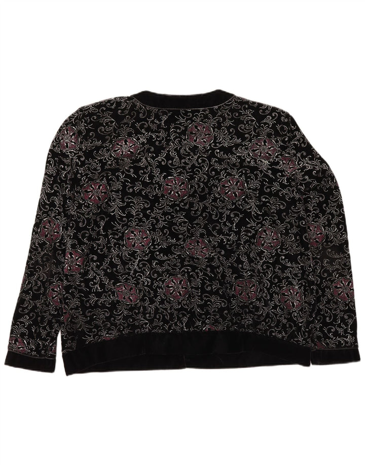 YESSICA Damen-Blazer, übergroß, mit 6 Knöpfen, EU 46, XL, Schwarz, Blumenmuster
