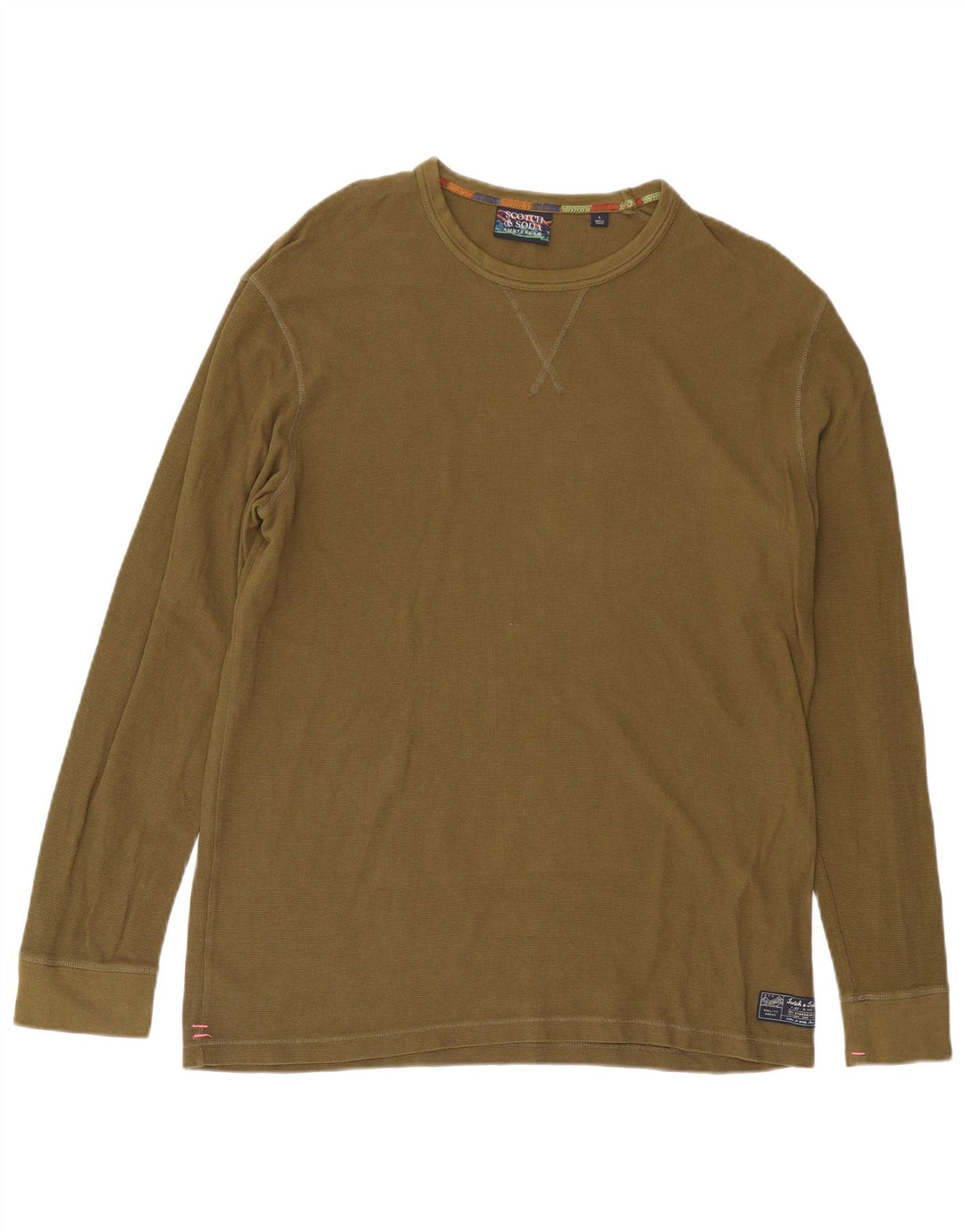 Scotch & Soda Herren-Top, langärmelig, groß, Khaki, Baumwolle