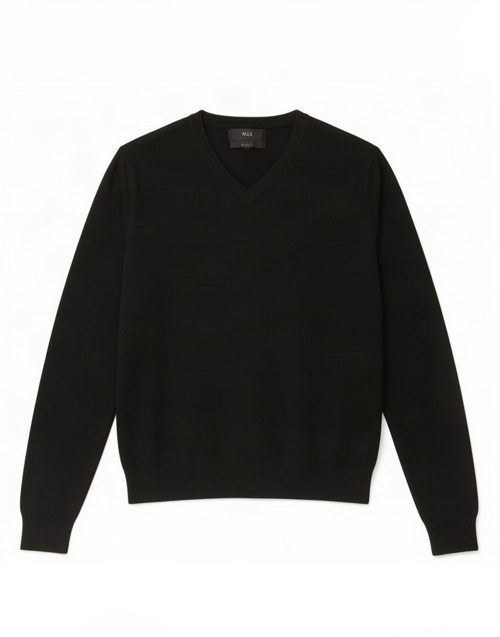 Marks & Spencer Herren-Pullover mit V-Ausschnitt, groß, Acryl, Schwarz
