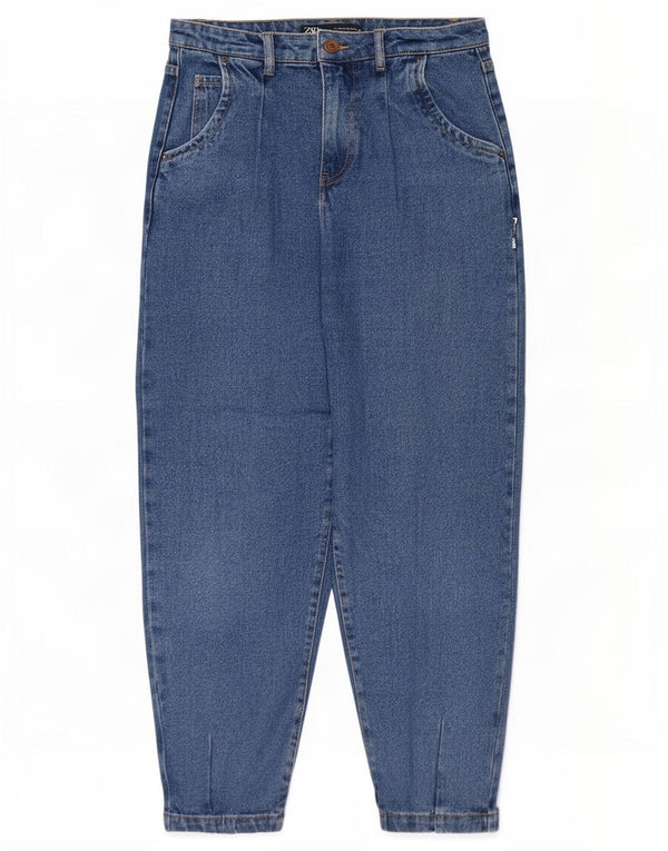 Zara Damen Balloon High Waist Tapered Jeans EU 34 2XS W24 L26 Blaue Baumwolle