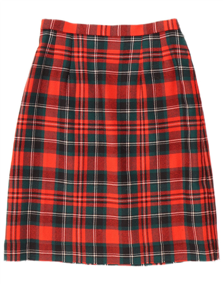 VINTAGE Damen 2-teiliges Rockset EU 42 Groß W28 L23 Rot karierte Wolle