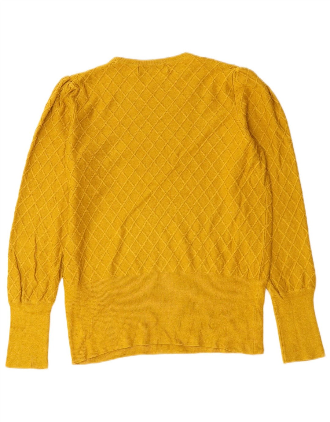 Marks & Spencer Damen-Pullover mit Rundhalsausschnitt, Gr. 10, klein, gelb kariert