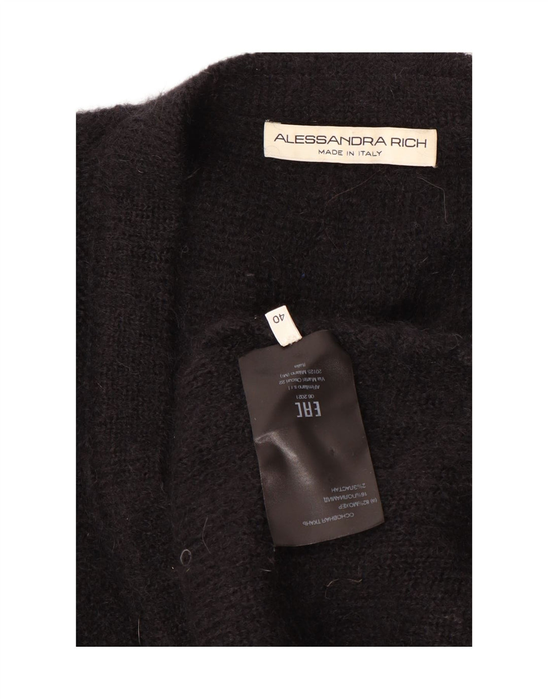 Alessandra Rich Damen-Strickjacke in Übergröße, IT 40, Größe S, Schwarz, Mohair