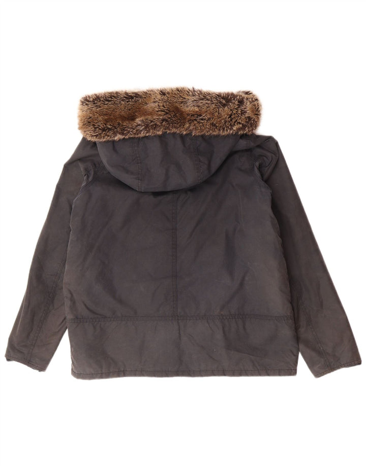 BARBOUR Damen-Kapuzen-Übergröße, gewachste Jacke, UK 12, mittelmarineblaue Baumwolle