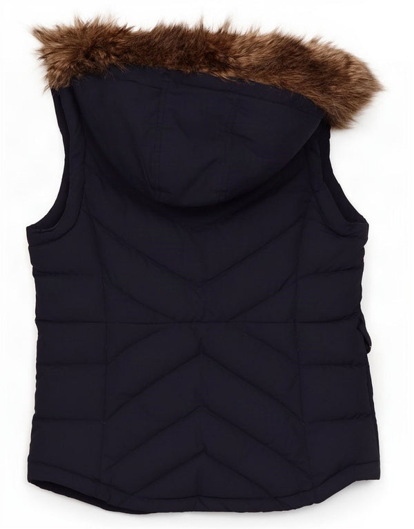 Ralph Lauren Wattierte Damen-Weste mit Kapuze, UK 6, XS, Marineblau, Baumwolle