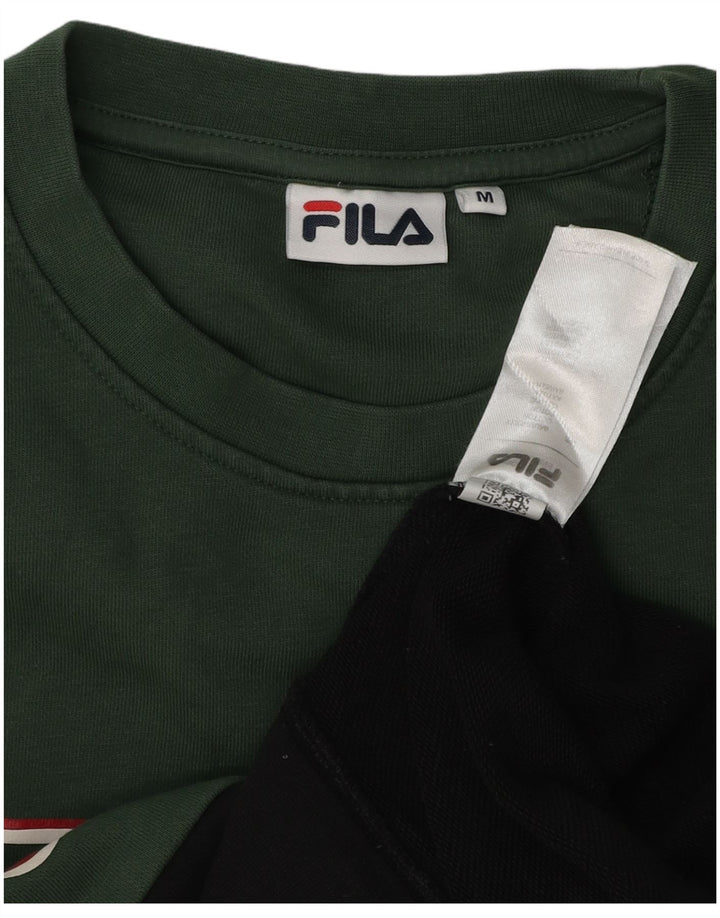 Fila Herren Grafik-Sweatshirt-Pullover aus mittelschwarzer Colourblock-Baumwolle