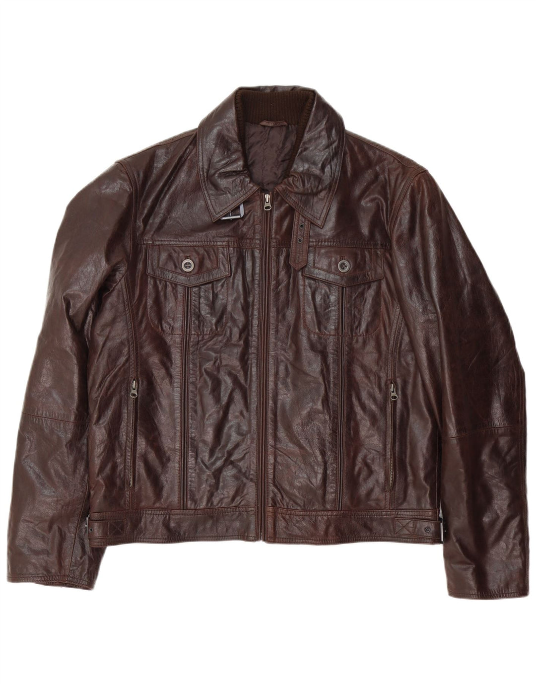 Vintage Herren Bomber Lederjacke IT 54 2XL Braunes Leder