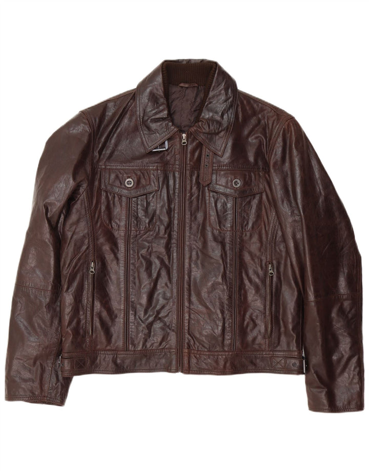 Vintage Herren Bomber Lederjacke IT 54 2XL Braunes Leder