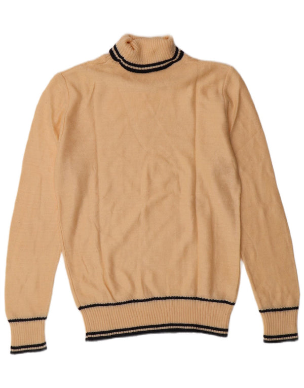 VINTAGE Rollkragenpullover für Herren, klein, beige, gestreift, klassisch