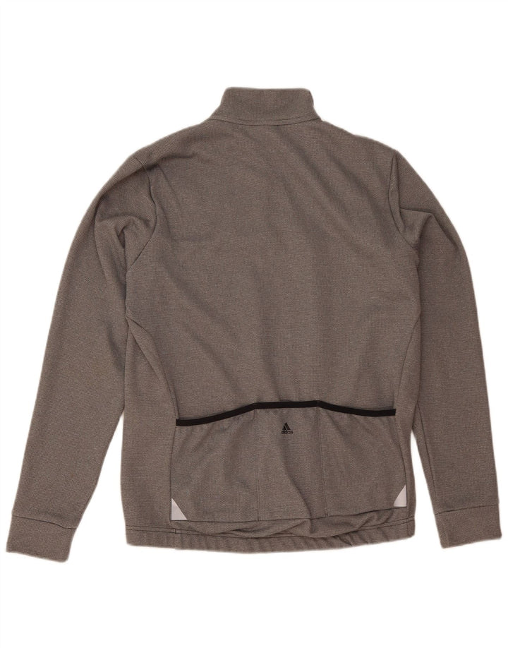 Adidas Herren-Sweatshirt mit Reißverschluss am Hals, groß, aus grauem Polyester