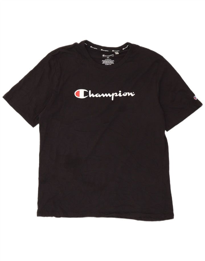 Champion Herren Grafik T-Shirt Top 2XL Schwarz Baumwolle