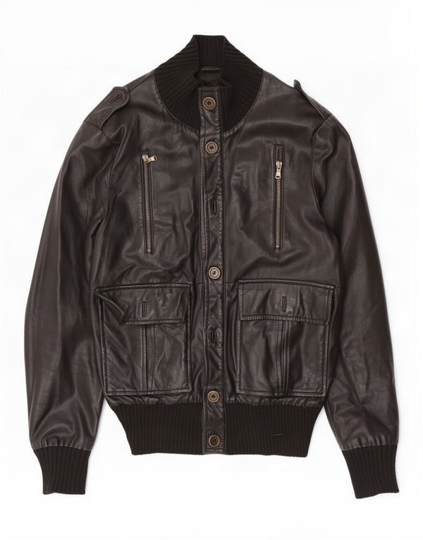 Squero Herren Militärlederjacke UK 36 Small Schwarz