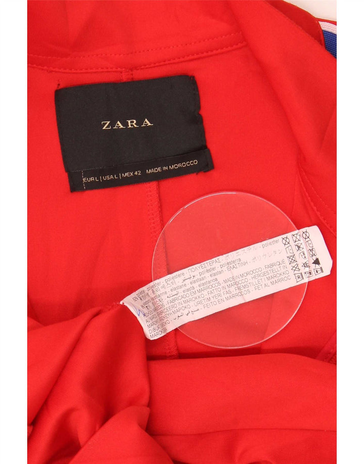 Zara Herren-Trainingsanzug-Topjacke, großes rotes Farbblock-Polyester