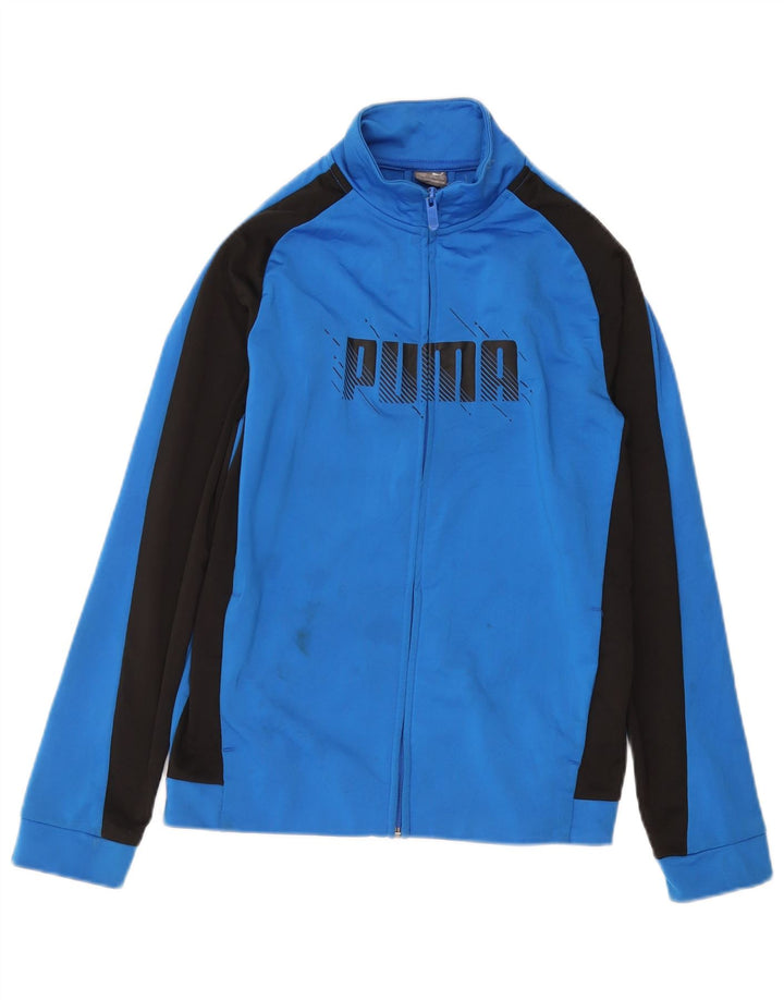 PUMA Jungen Grafik-Trainingsanzug-Top-Jacke, 13–14 Jahre, blauer Farbblock
