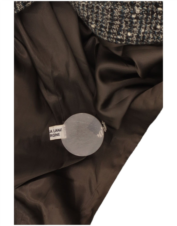 Vintage Damen Mantel IT 54 3XL Grau karierte Schurwolle