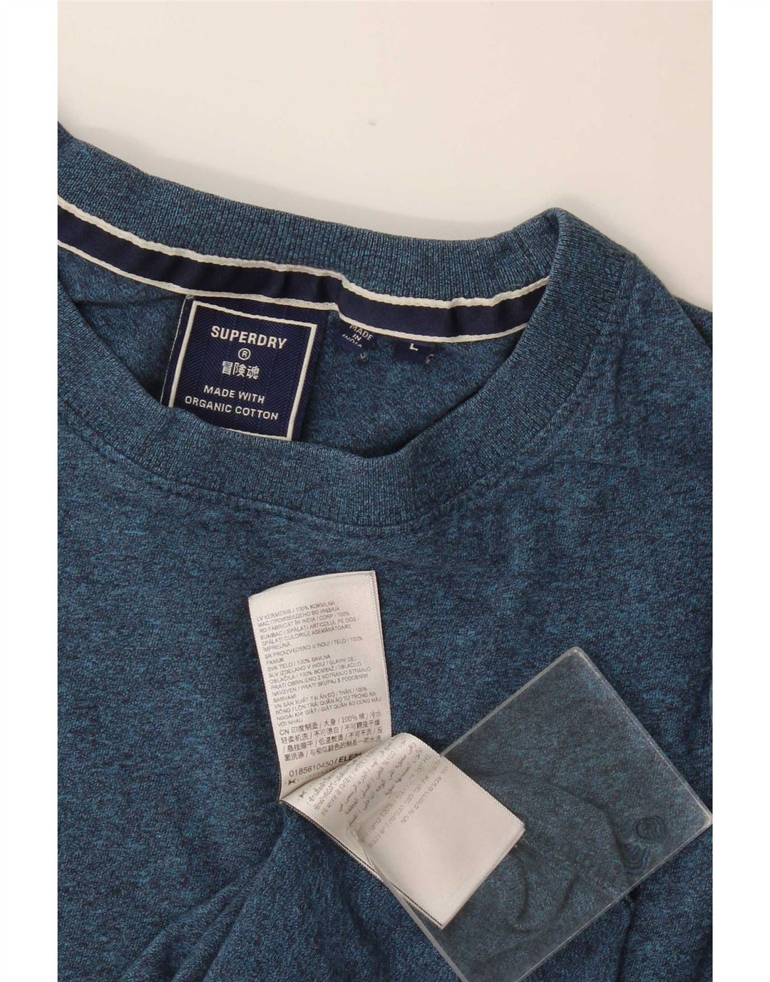 Superdry Herren-T-Shirt-Oberteil, groß, blau gefleckte Baumwolle