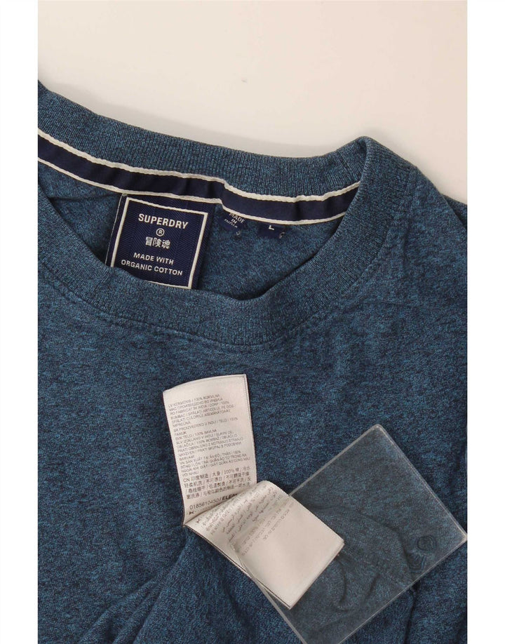 Superdry Herren-T-Shirt-Oberteil, groß, blau gefleckte Baumwolle