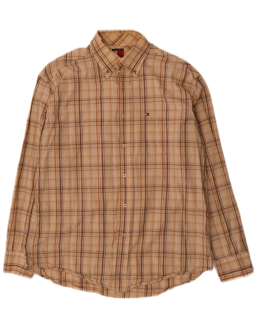 Tommy Hilfiger Herren-Hemd, mittelbeige, kariert, Baumwolle
