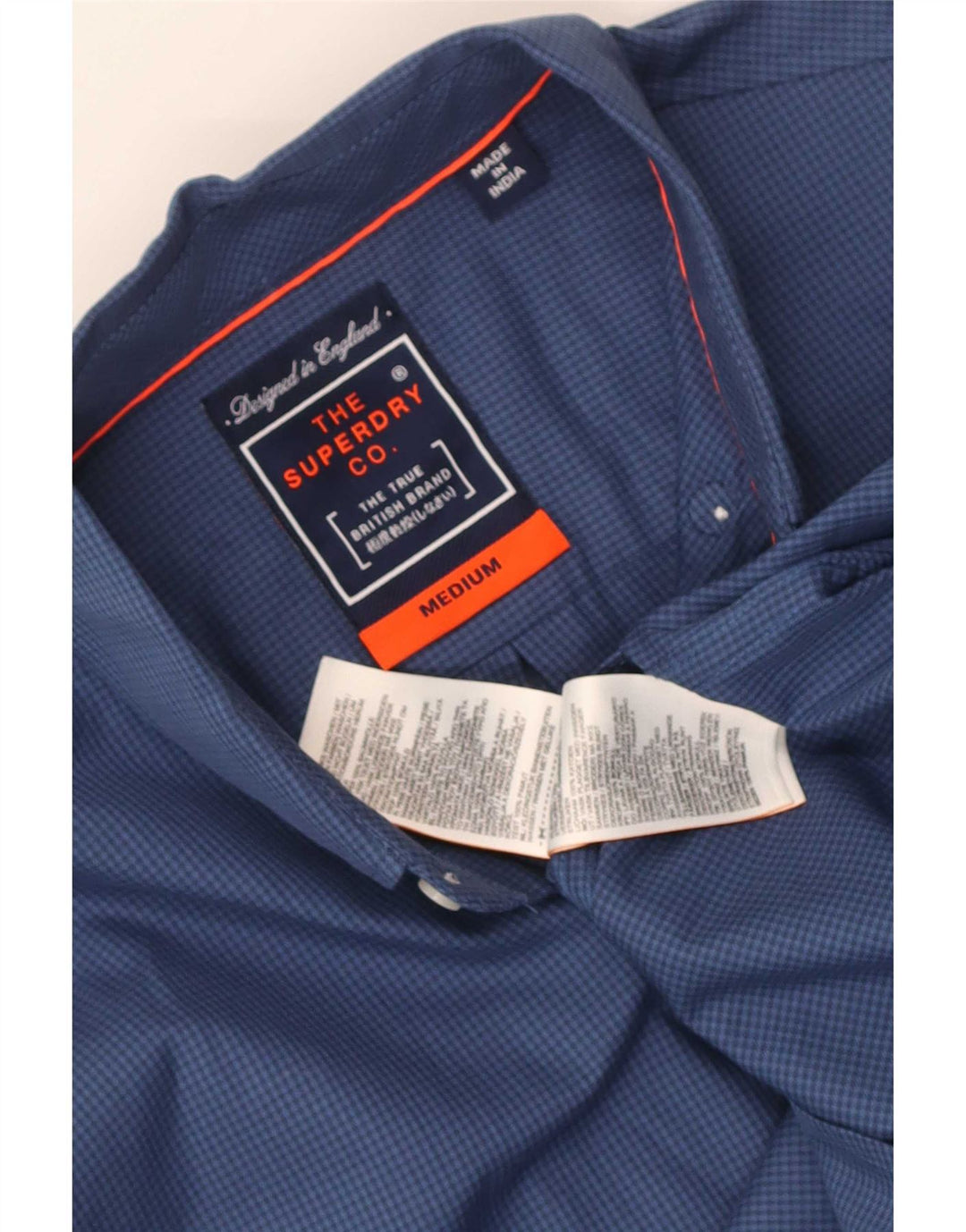 Superdry Herren-Hemd aus mittelblauer Gingham-Baumwolle in Marineblau