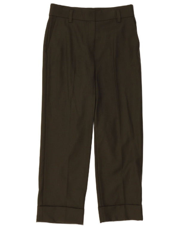 Massimo Dutti Damen gerade Anzughose EU 38 Small W28 L27 Khaki Wolle