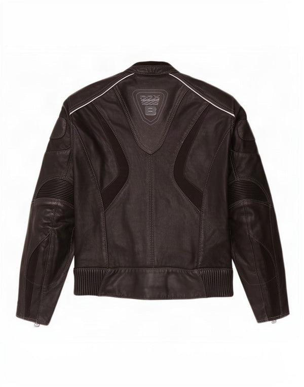 Probiker Womens Graphic Leder Racer Jacke UK 14 Large Schwarz