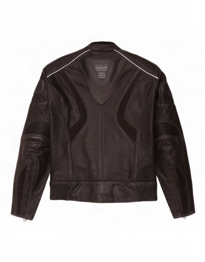 Probiker Womens Graphic Leder Racer Jacke UK 14 Large Schwarz