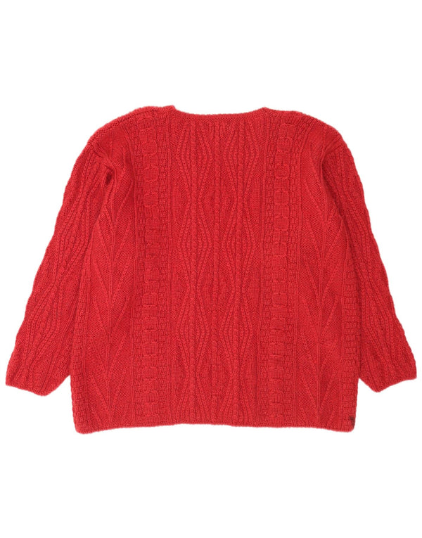 L.L.Bean Damen-Pullover mit Rundhalsausschnitt, UK 18, XL, rote Wolle
