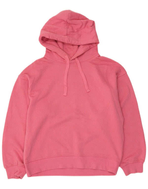 Zara Damen Übergroßer Kapuzenpullover UK 14 Mittelrosa Baumwolle