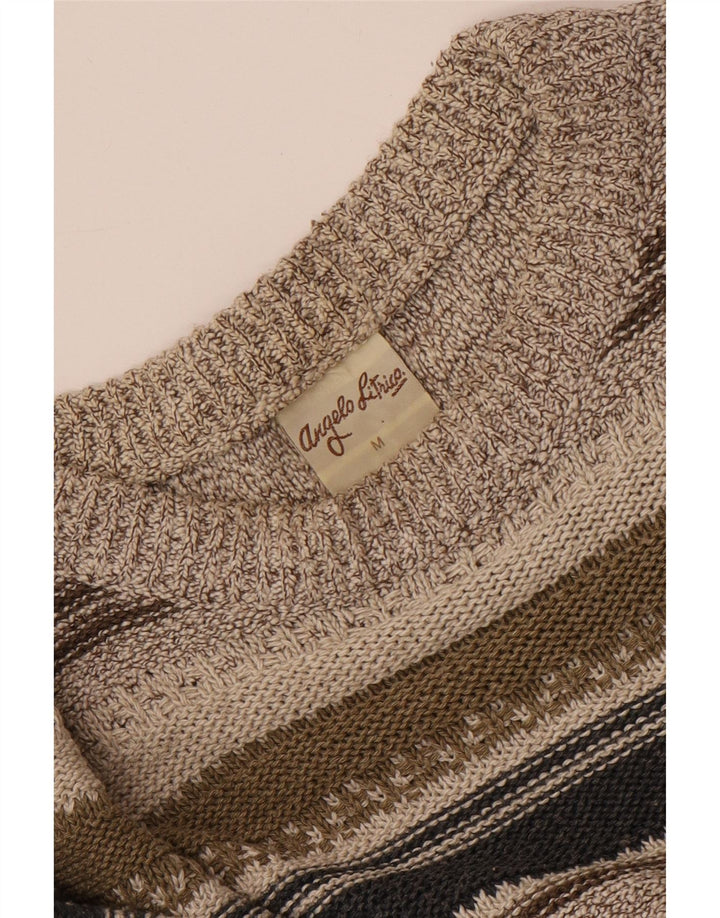 Angelo Litrico Herren-Pullover mit U-Boot-Ausschnitt, mittelgrau gestreifte Baumwolle