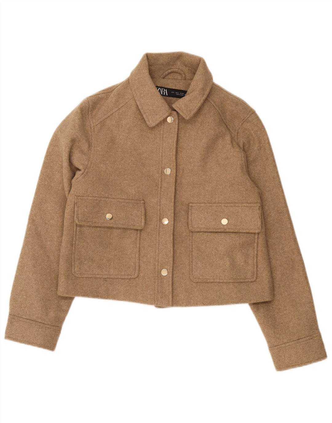 Zara Damen Bomberjacke UK 10 Small Braunes Polyester