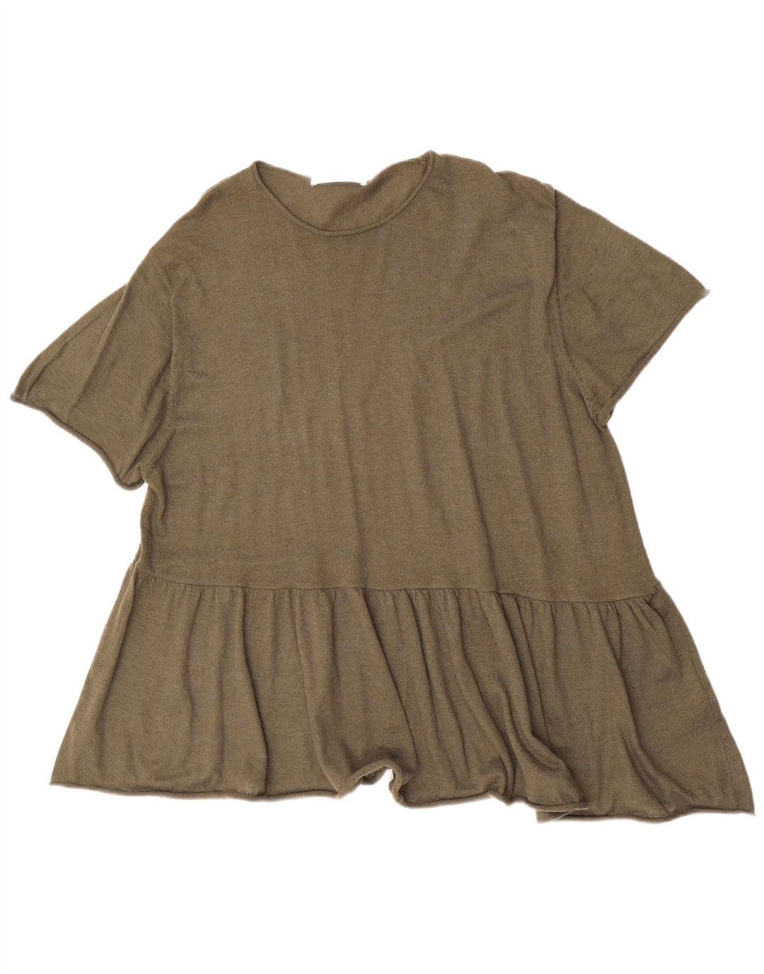 ZARA Damen Übergroßes Pulloverkleid mit kurzen Ärmeln, UK 14, Mittel Khaki