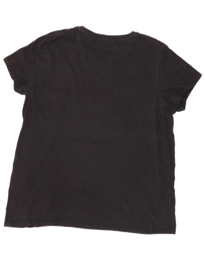 LEVI'S Damen Grafik-T-Shirt-Oberteil UK 16 Large Schwarz Baumwolle