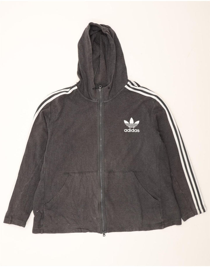 Adidas Herren Zip Hoodie Pullover 2XL Grau Baumwolle