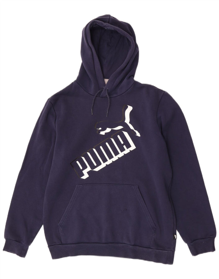 Puma Herren Grafik-Hoodie-Pullover aus Baumwolle in mittlerem Marineblau