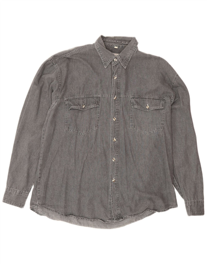 Vintage Herren Jeanshemd Mittelgrau