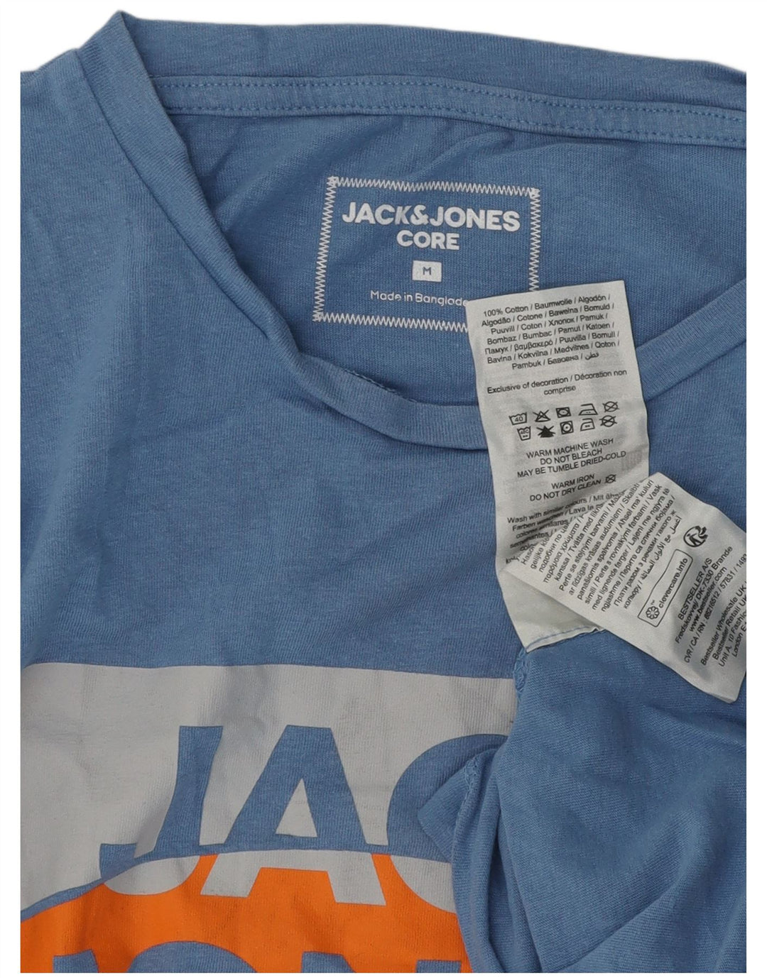 Jack & Jones Herren Grafik-T-Shirt-Oberteil aus mittelblauer Baumwolle