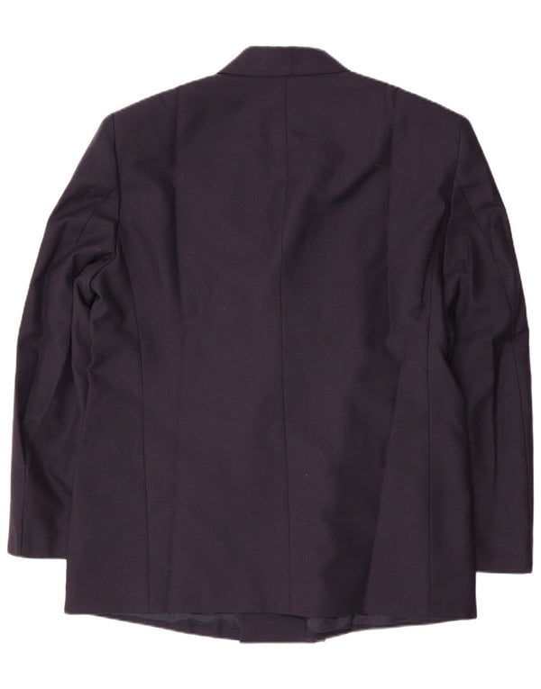 Vintage Herren Zweireiher Blazer Jacke IT 58 4XL Marineblaue Schurwolle