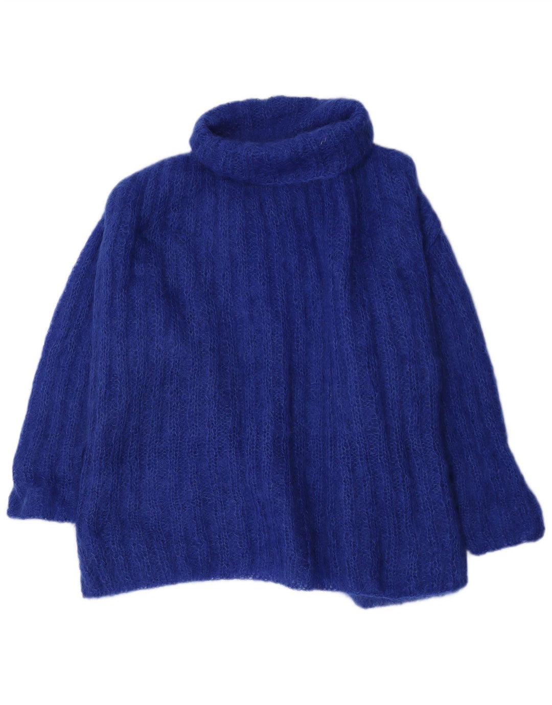 Vintage Damen Übergroßer Rollkragenpullover Pullover UK 12 Mittelblau
