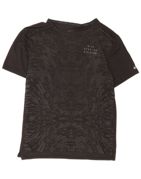 Nike Damen Dri Fit T-Shirt mit abstraktem Muster, UK 14, Größe L, Schwarz