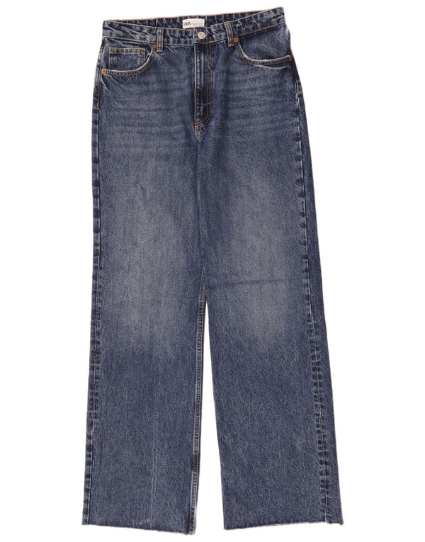 Zara Damen-Jeans mit weitem Bein, EU 44, XL, W34, L34, blaue Baumwolle