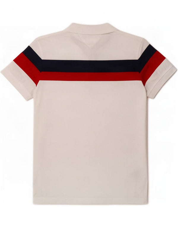 Tommy Hilfiger Herren-Poloshirt mit normaler Passform, mittelweiße Colourblock-Baumwolle
