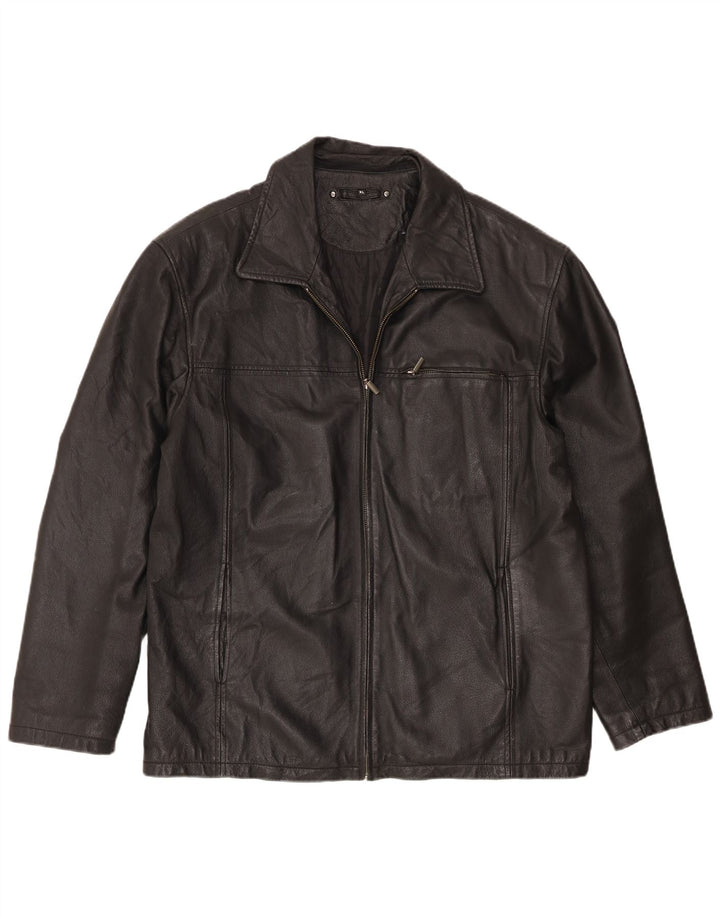 C&A Herren Canda Lederjacke UK 42 XL Schwarzes Leder