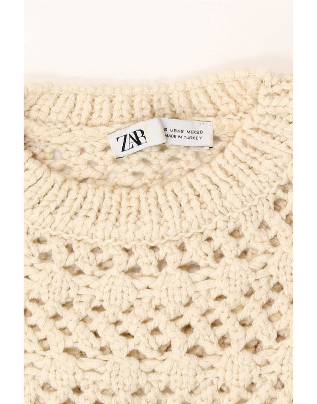 Durchsichtiges Strickoberteil für Damen von Zara, Größe S, Beige, Acryl